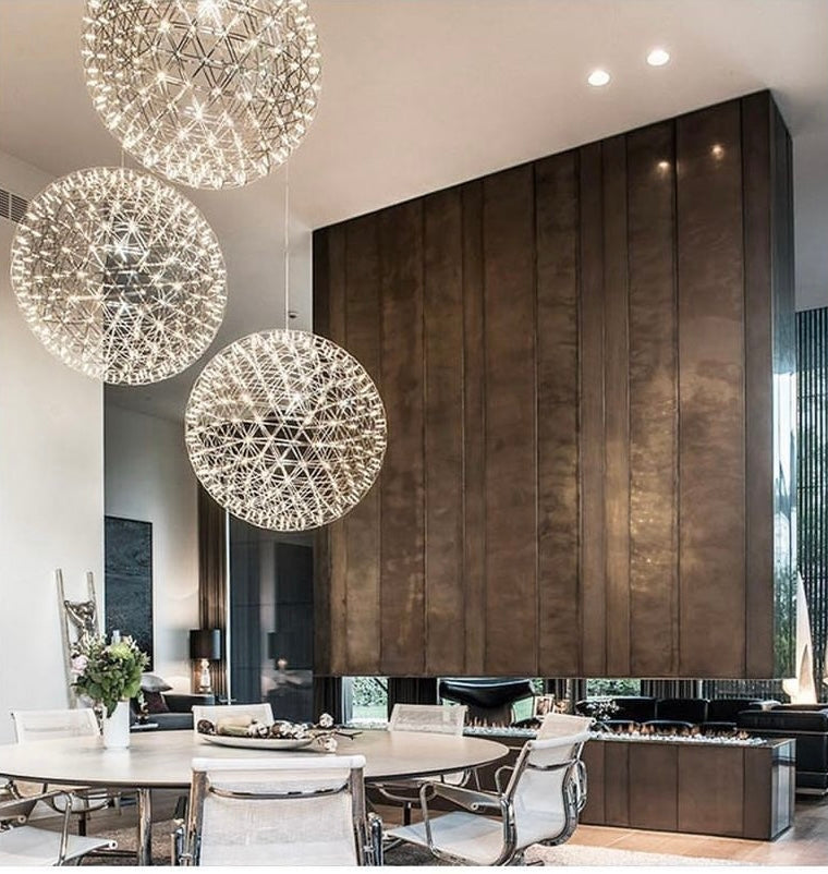 CGC FAWKES Cool White Chrome 100cm XXXL Large Silver Firework / Starburst LED Pendant Light Chandelier