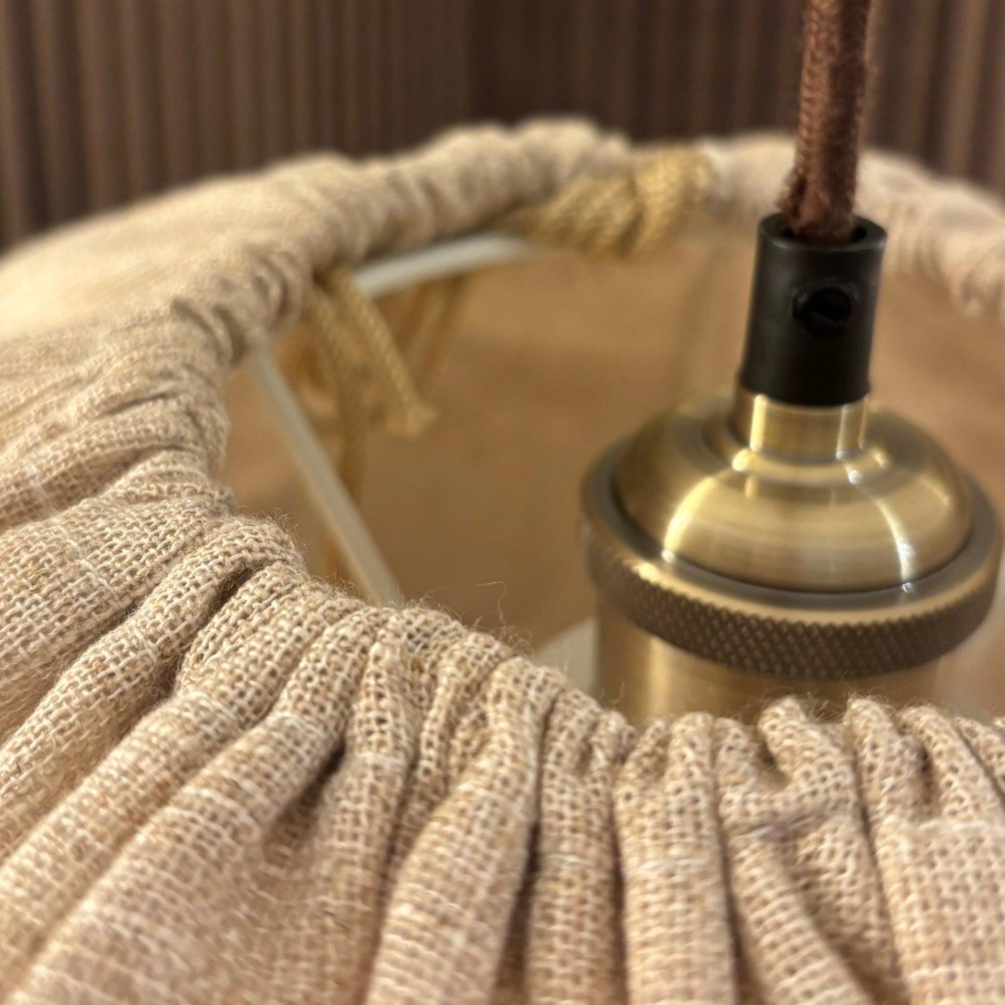 CGC Serafina Large Oval Oatmeal Loose Linen Fabric Lampshade