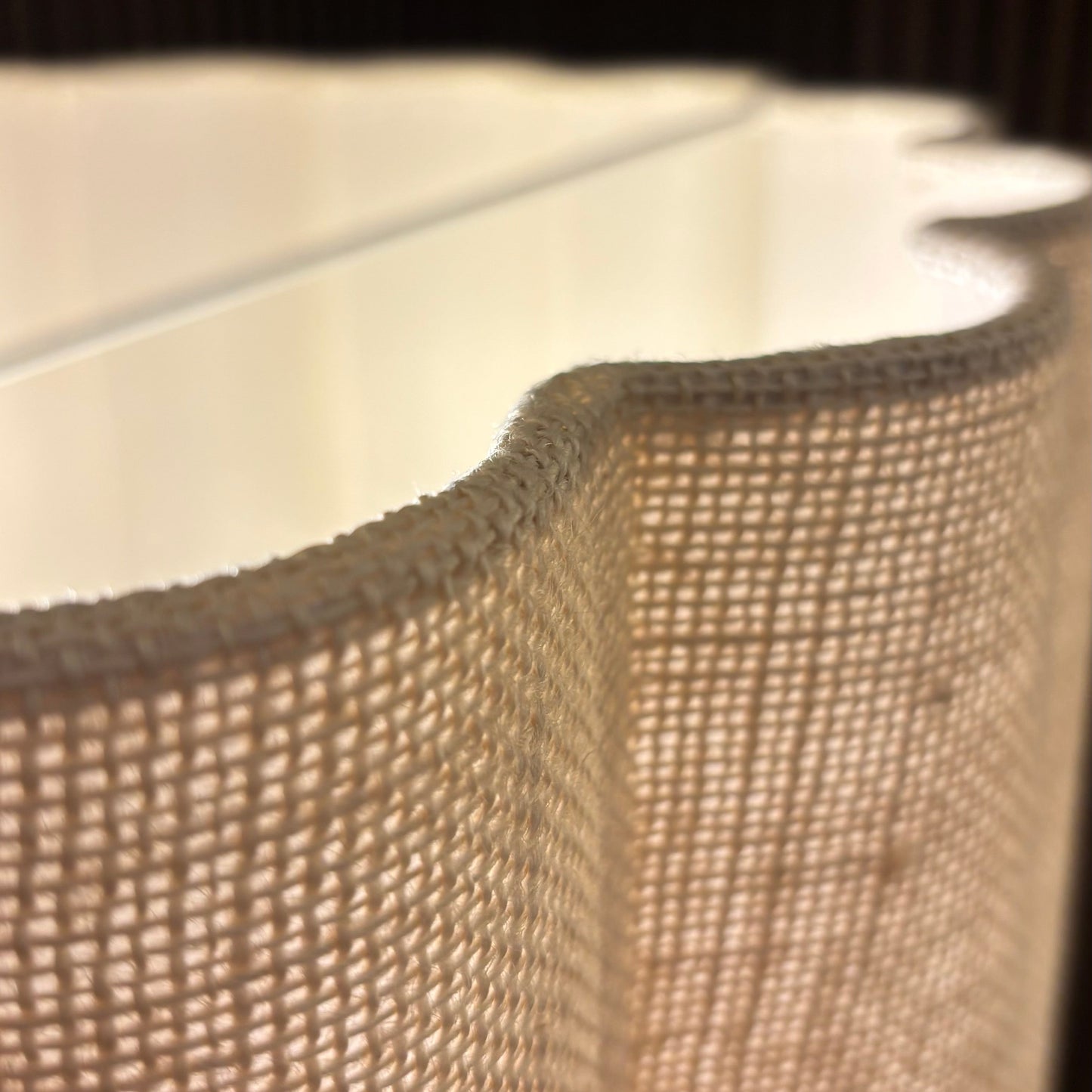 CGC Selina Scalloped Two Tier Cream Linen Drum Lampshade Large 48cm