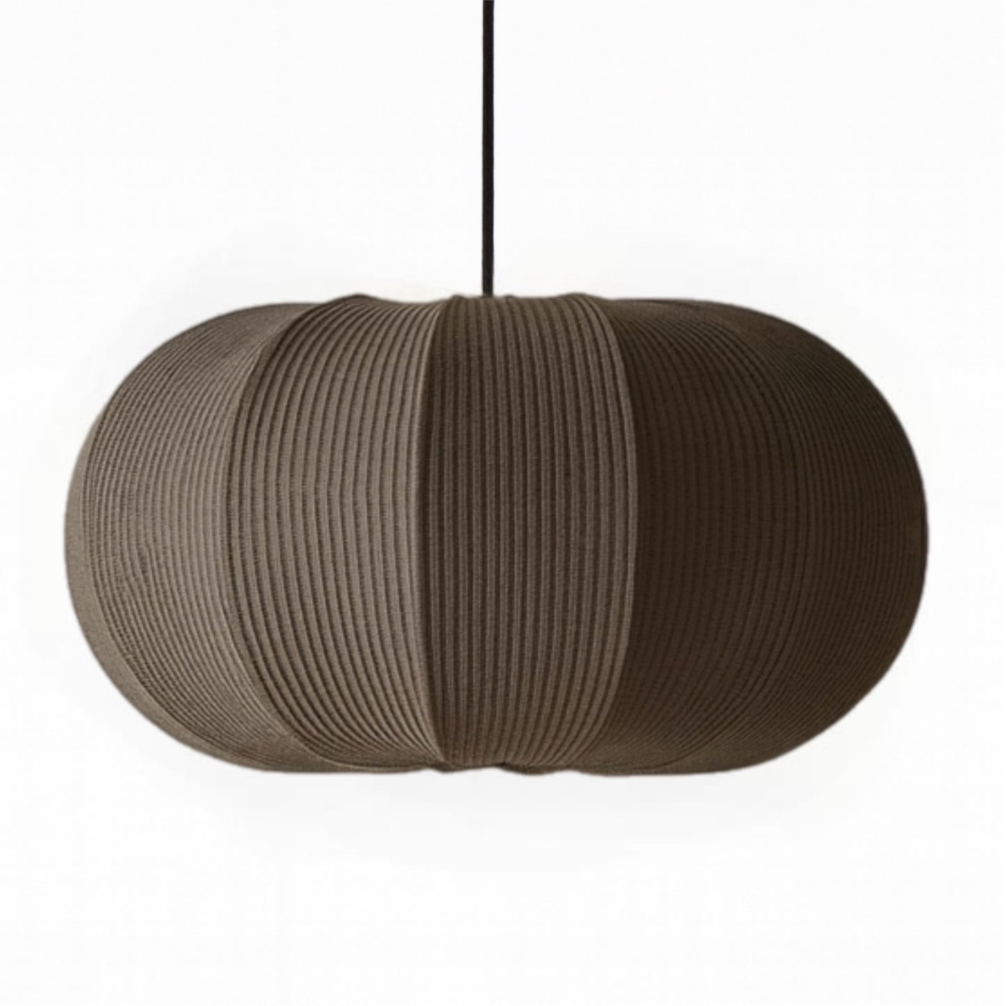 CGC LILA Grey Oval Stretch Ribbed Cotton Fabric Lampshade