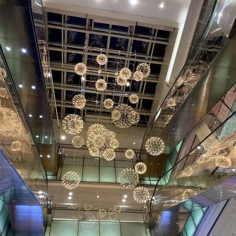 CGC FAWKES Warm White 100 cm XXL Large Gold Firework / Starburst LED Pendant Light Chandelier