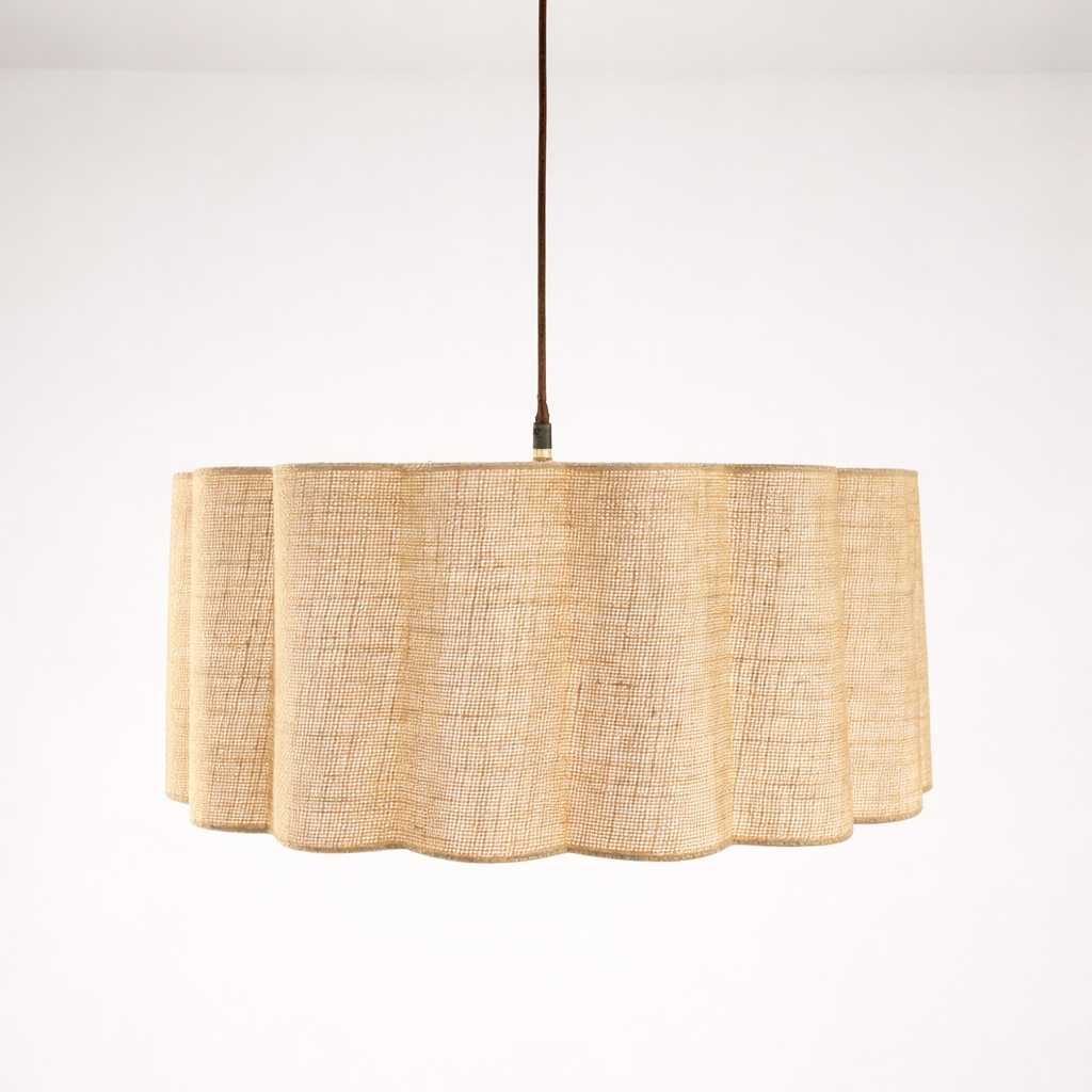 CGC Maria Scalloped Cream Linen Drum Lampshade Large 48cm