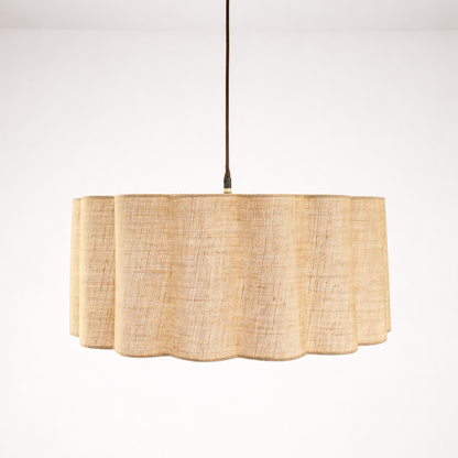 CGC Maria Scalloped Cream Linen Drum Lampshade Large 48cm