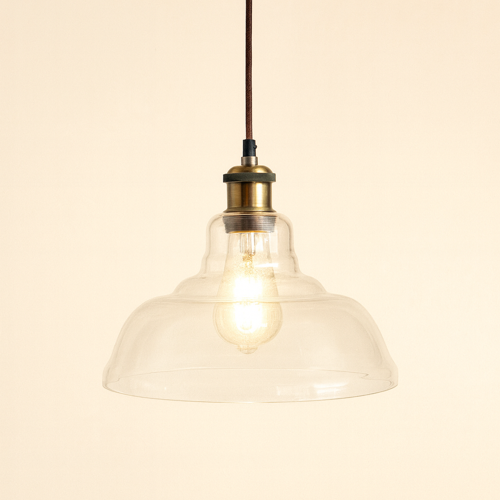 CGC GISELLE Clear Glass Dome Diner Lampshade