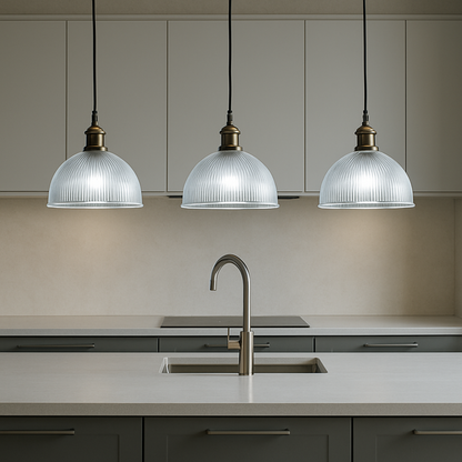 CGC TESS Clear Glass Ribbed Dome Lampshade