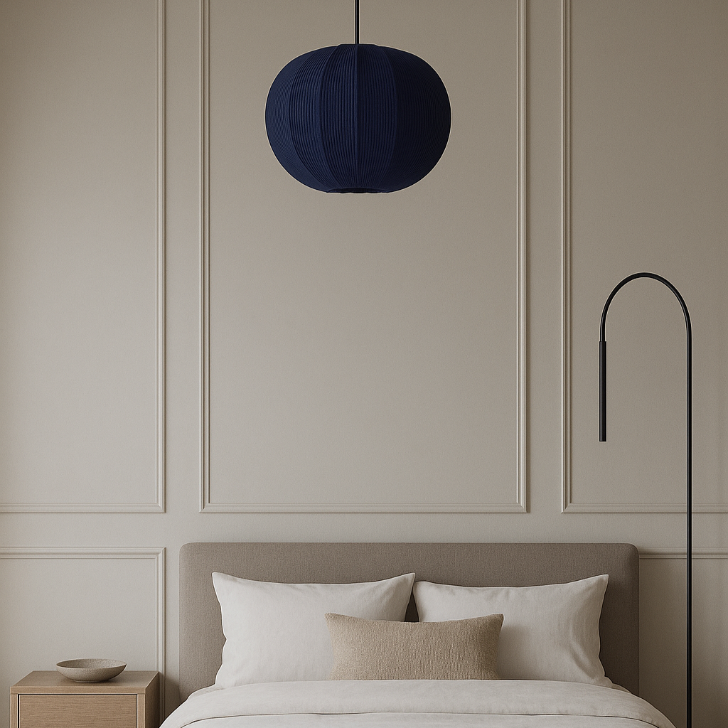 CGC LILA Navy Rounded Ribbed Stretch Cotton Fabric Lampshade