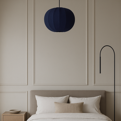 CGC LILA Navy Rounded Ribbed Stretch Cotton Fabric Lampshade