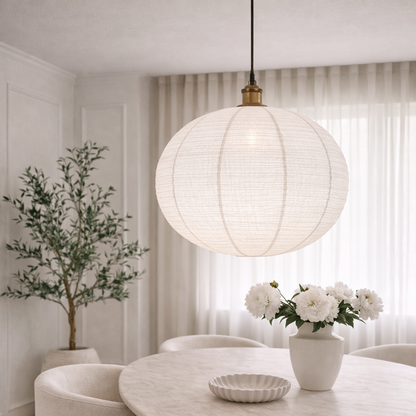 CGC Sybil White Linen Extra Large Round Globe Easy Fit Hand Made Lampshade