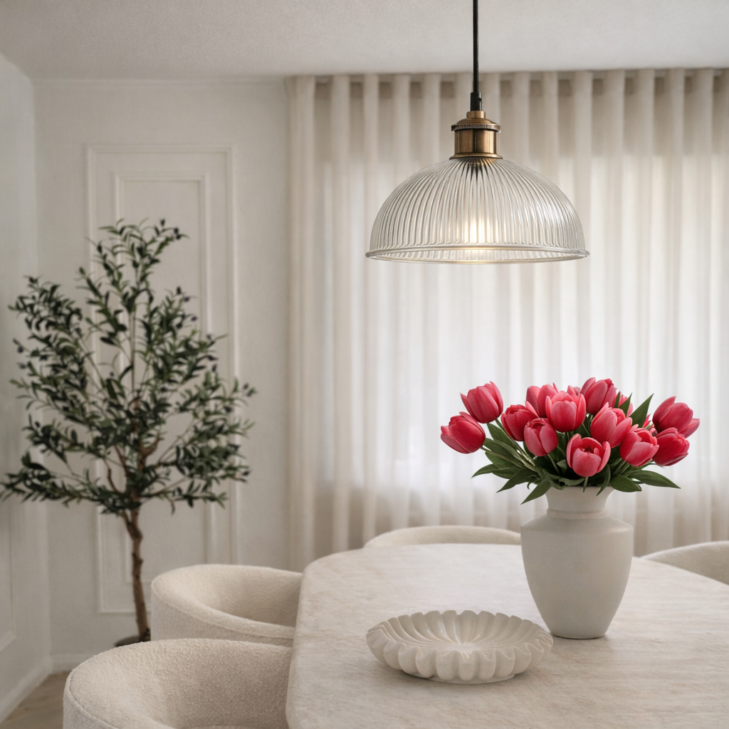 CGC TESS Clear Glass Ribbed Dome Lampshade