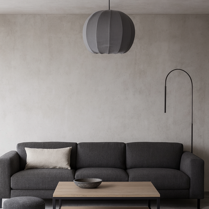 CGC LILA Grey Rounded Ribbed Stretch Cotton Fabric Lampshade