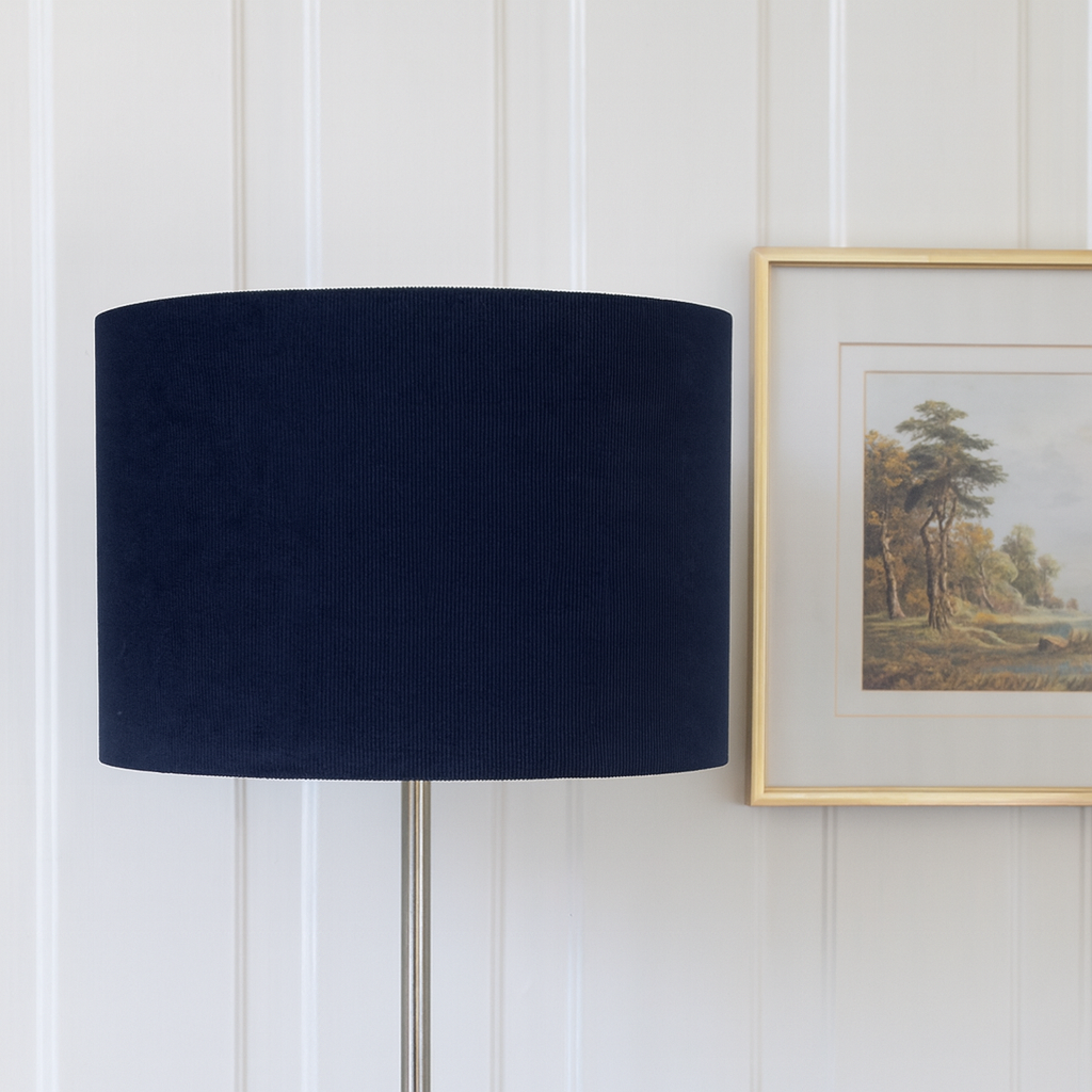 CGC LOLA Navy Corduroy 30cm Lampshade Matching Silk Inner