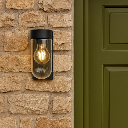 CGC Rowan Black Outdoor Wall Lantern Light with Clear Diffuser IP54
