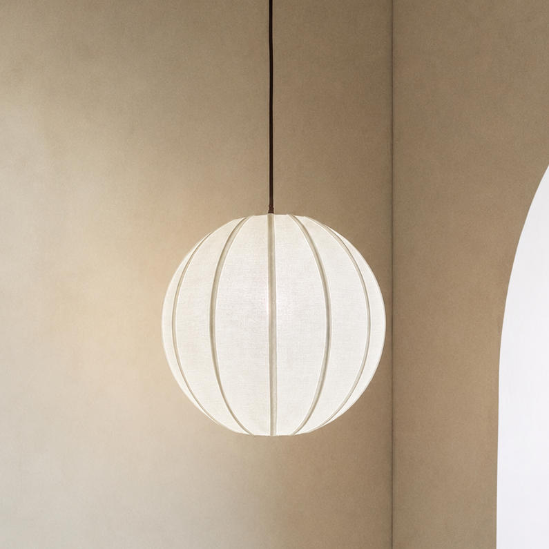 CGC Anica White Round Globe Stretched Fine Cotton Fabric Lampshade