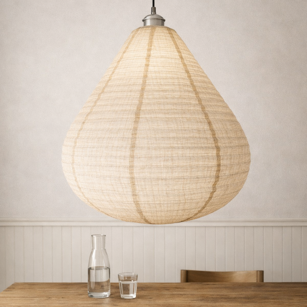 Mabel Oatmeal Linen Extra Large Teardrop Shape Easy Fit Hand Made Lampshade