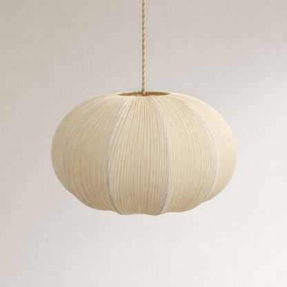 CGC Palmira Cream Large Oval Stretch Ruffled Silk Fabric Lampshade