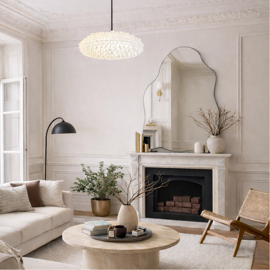 CGC Dolly White Ruffled Linen Extra Large Easy Fit Hand Made Lampshade