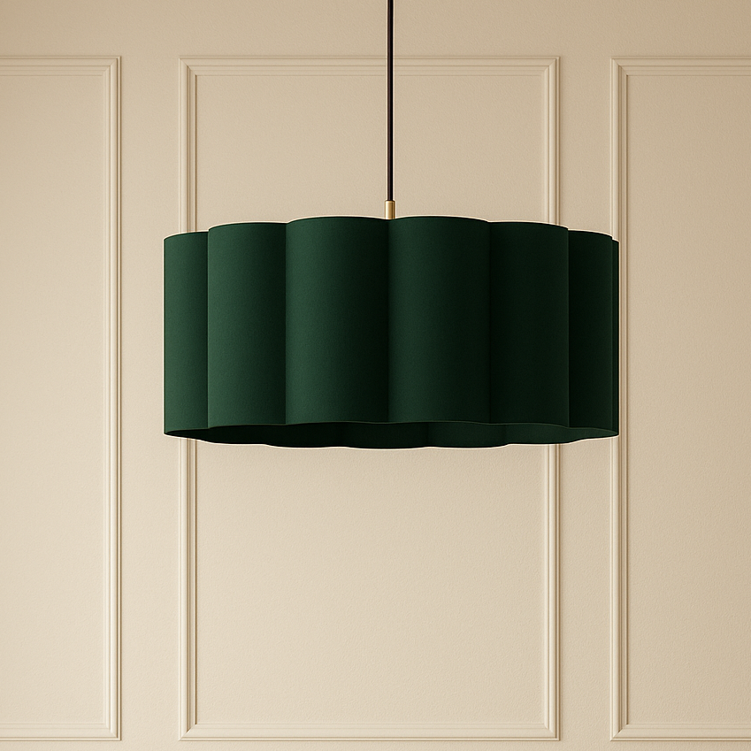 CGC Maria Scalloped Forest Green Drum Lampshade Large 48cm