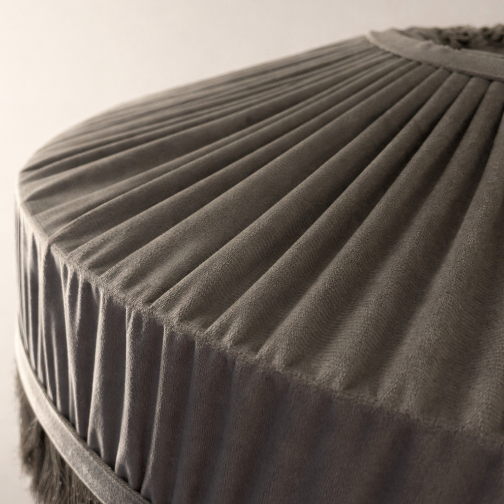 CGC Grey Victoria Velvet Fringe Lampshade – Pleated Tassel Pendant Light Shade