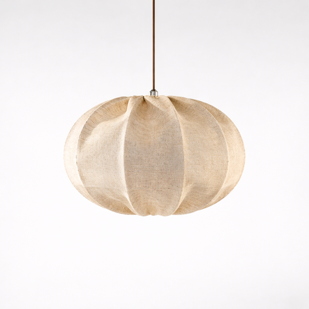 CGC Serafina Large Oval Oatmeal Loose Linen Fabric Lampshade
