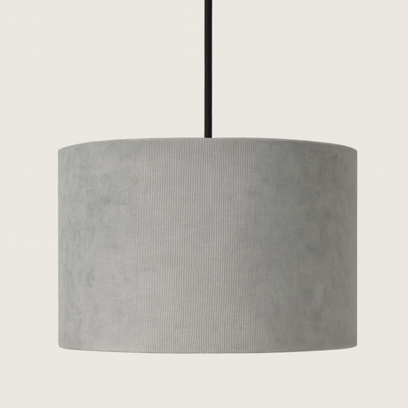 CGC LOLA Grey Corduroy 30cm Lampshade Matching Silk Inner