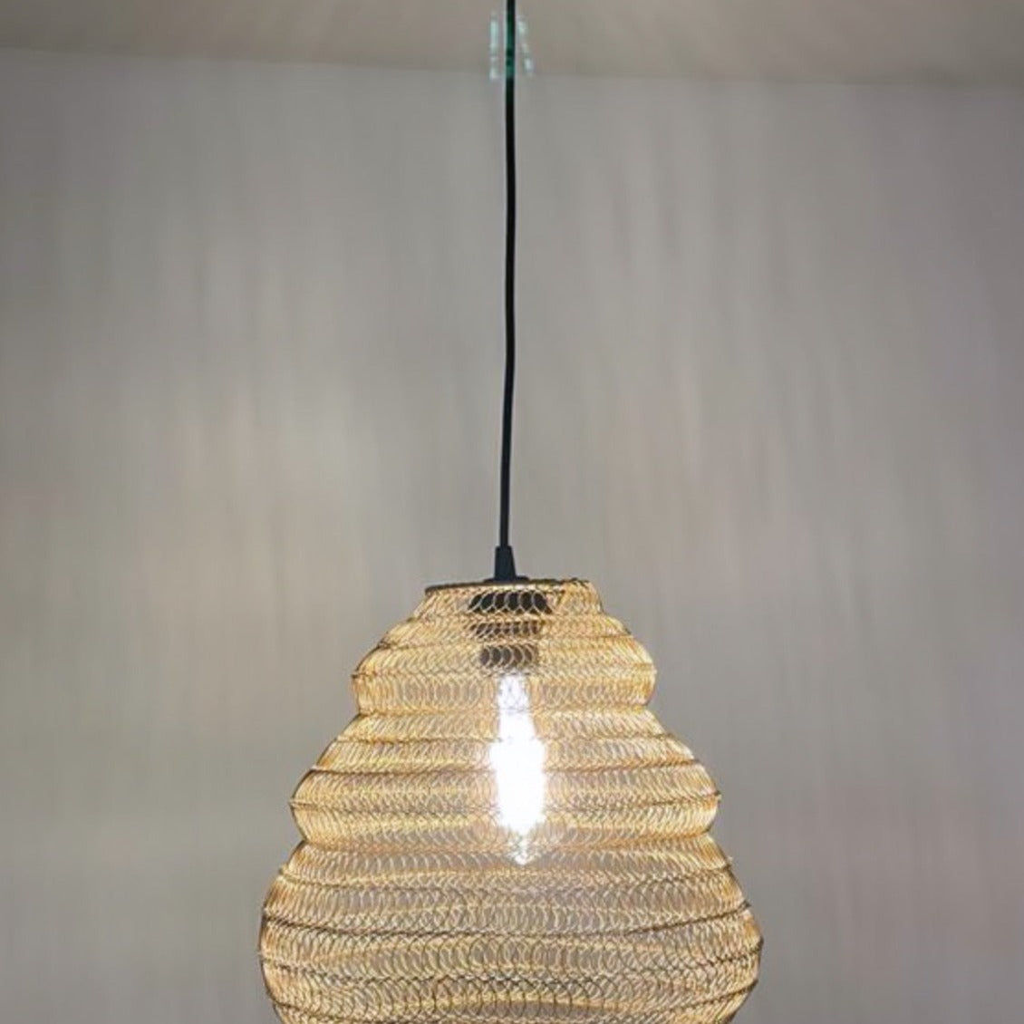 CGC CASABLANCA Medium Matt Gold Mesh Moroccan Metal Ceiling Pendant Light and Lamp Shade