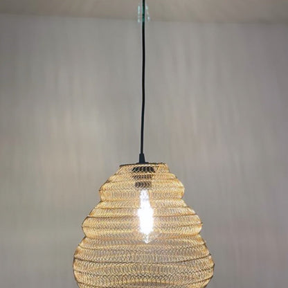 CGC CASABLANCA Medium Matt Gold Mesh Moroccan Metal Ceiling Pendant Light and Lamp Shade