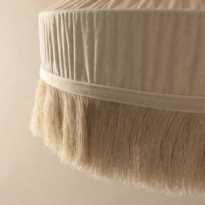 CGC Cream Victoria Velvet Fringe Lampshade – Pleated Tassel Pendant Light Shade