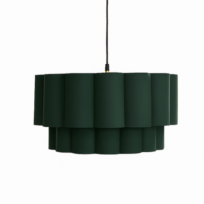 CGC Selina Scalloped Two Tier Forest Green Drum Lampshade Large 48cm