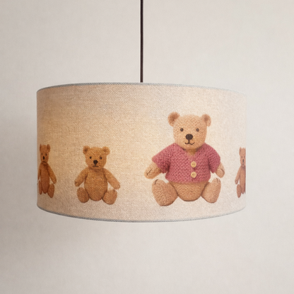 CGC BLAKE 45cm Oatmeal Linen Pink Teddy Bear Childrens Lamp Shade