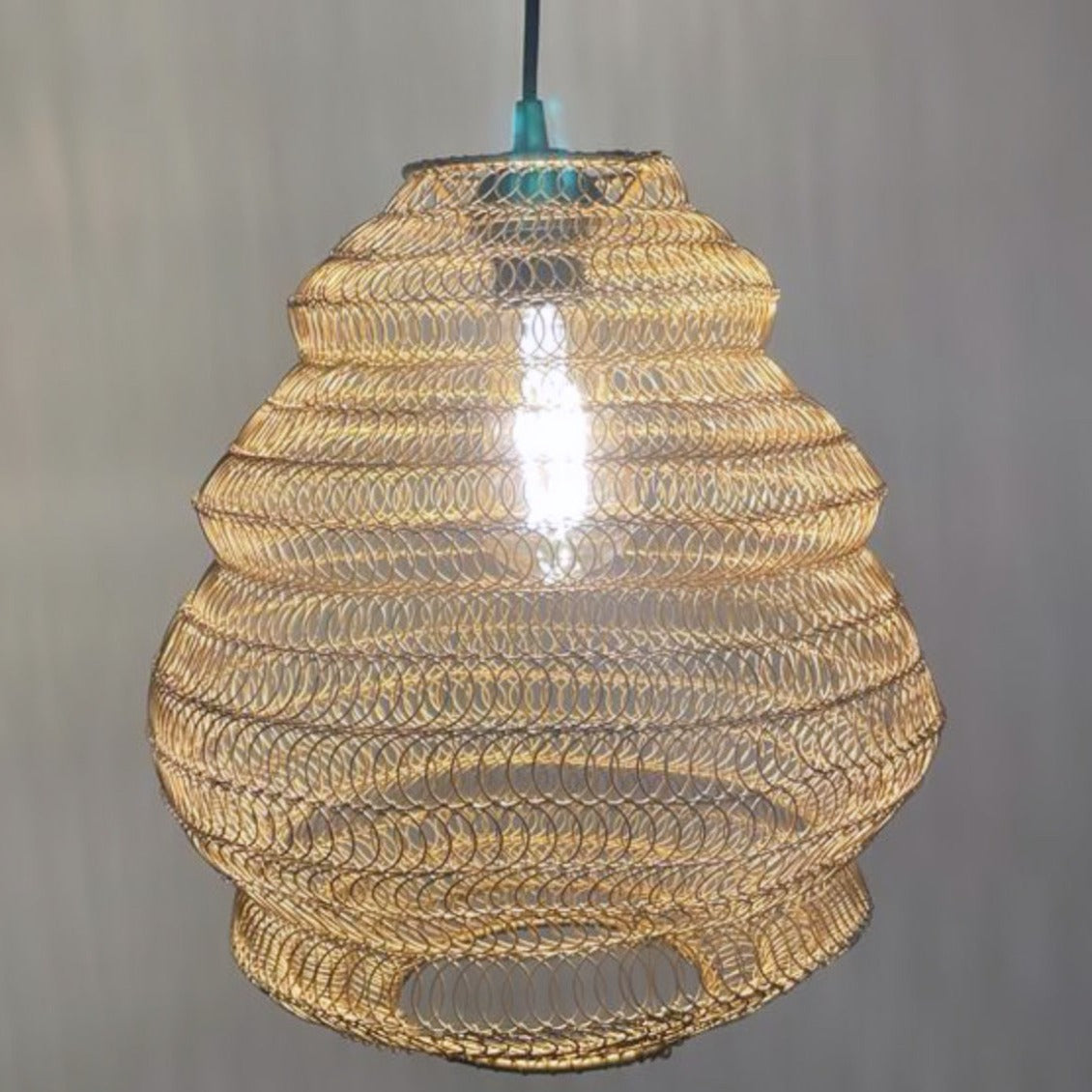 CGC CASABLANCA Medium Matt Gold Mesh Moroccan Metal Ceiling Pendant Light and Lamp Shade