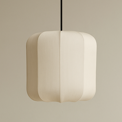 CGC LILA Cream Cylinder Ribbed Stretch Cotton Fabric Lampshade