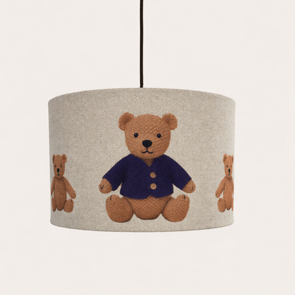 CGC BLAKE 30cm Oatmeal Linen Blue Teddy Bear Childrens Lamp Shade