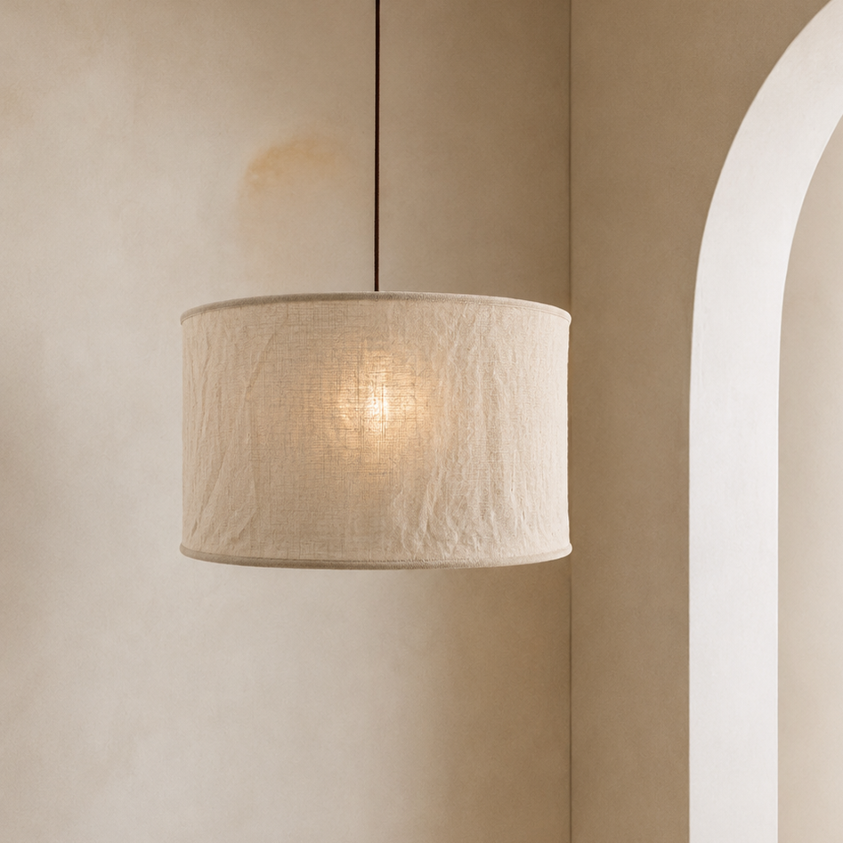 CGC Sicilia Oatmeal Linen Large 50cm Round Drum Diffuser Lampshade