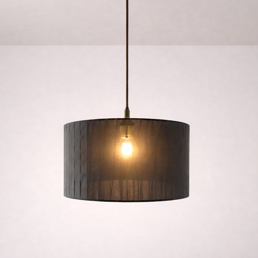 CGC Sylvie Silk Pleated Black Round Drum Lamp Shade