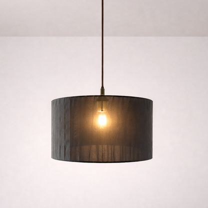 CGC Sylvie Silk Pleated Black Round Drum Lamp Shade