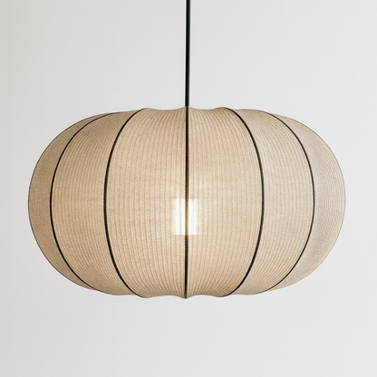 CGC LILA Grey Oval Stretch Ribbed Cotton Fabric Lampshade