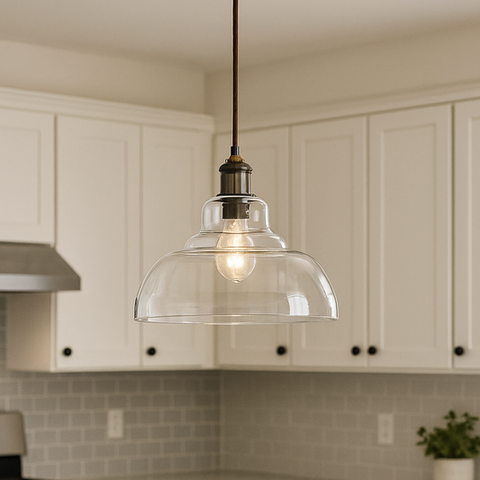 CGC GISELLE Clear Glass Dome Diner Lampshade