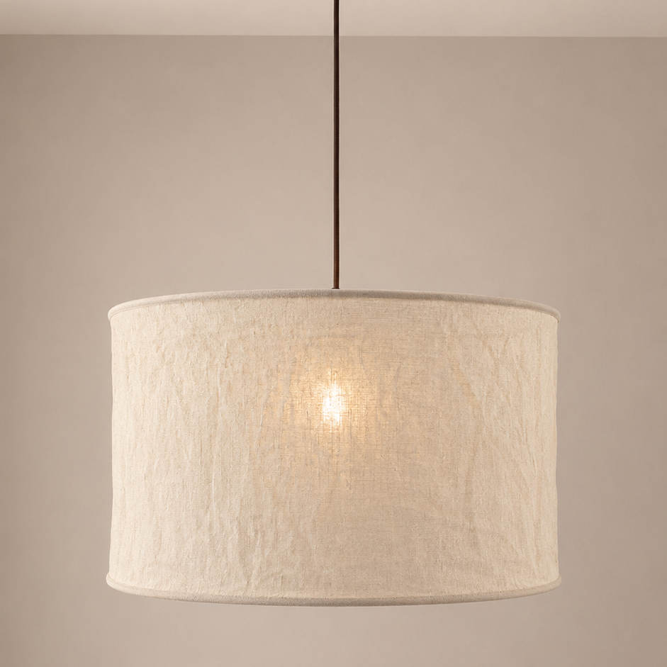 CGC Sicilia Oatmeal Linen Large 50cm Round Drum Diffuser Lampshade
