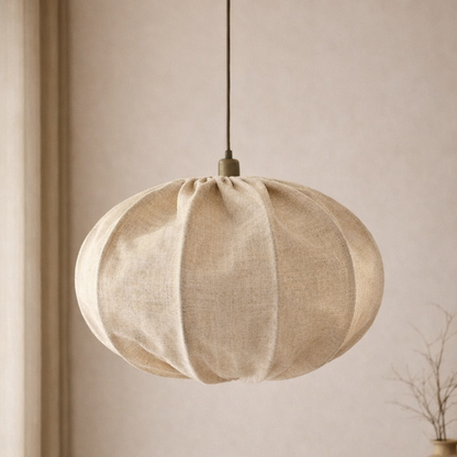 CGC Serafina Large Oval Oatmeal Loose Linen Fabric Lampshade