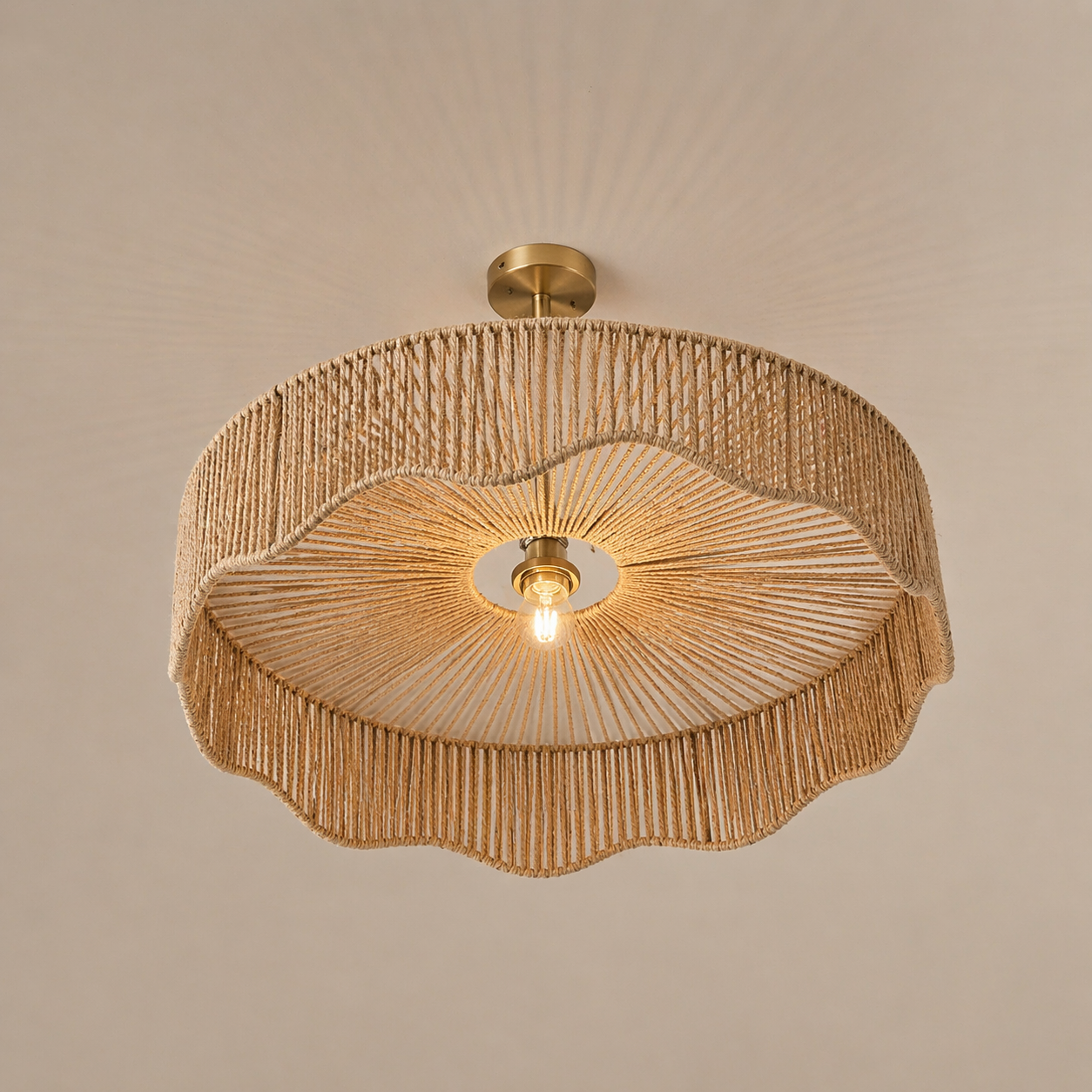 CGC Francesca Large 60cm Natural String Round Scallop Woven Easy Fit Lampshade