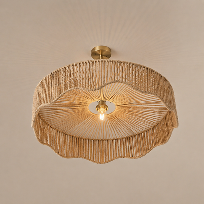 CGC Francesca Large 60cm Natural String Round Scallop Woven Easy Fit Lampshade