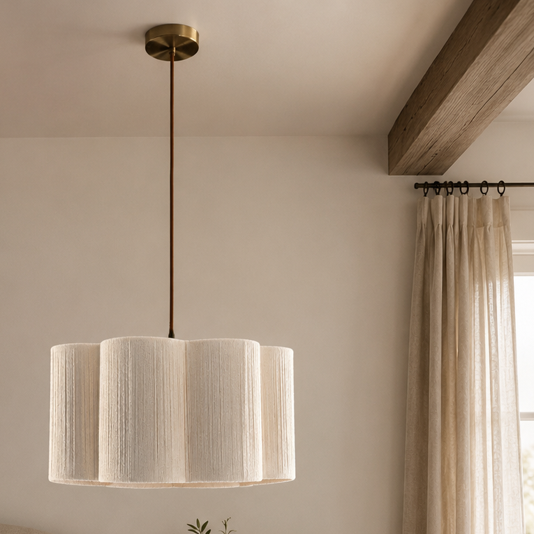 CGC Caterina Scalloped Cream Fine String Drum Lampshade Large 40cm
