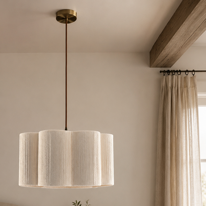 CGC Caterina Scalloped Cream Fine String Drum Lampshade Large 40cm