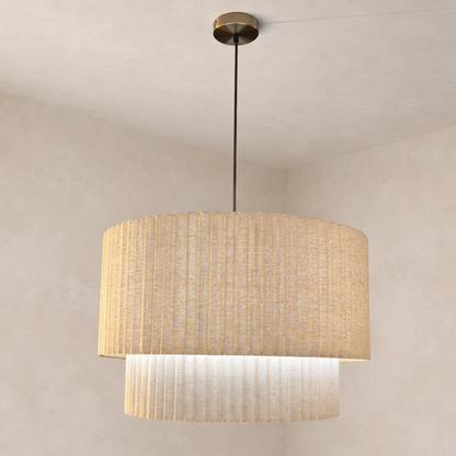 CGC Allegra Oatmeal Linen Fine Scallop Two Tier Extra Large Layer Drum Lampshade