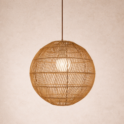 CGC ARIBA Brown 35cm Round Globe Rattan Weave Lampshade