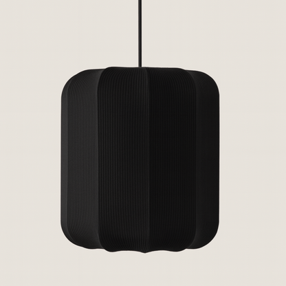 CGC LILA Black Cylinder Ribbed Stretch Cotton Fabric Lampshade