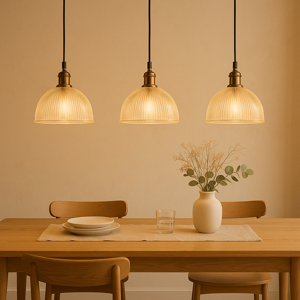 CGC TESS Clear Glass Ribbed Dome Lampshade