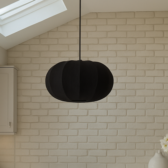 CGC LILA Navy Oval Ribbed Stretch Cotton Fabric Lampshade