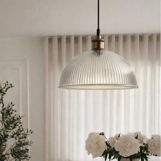 CGC TESS Clear Glass Ribbed Dome Lampshade