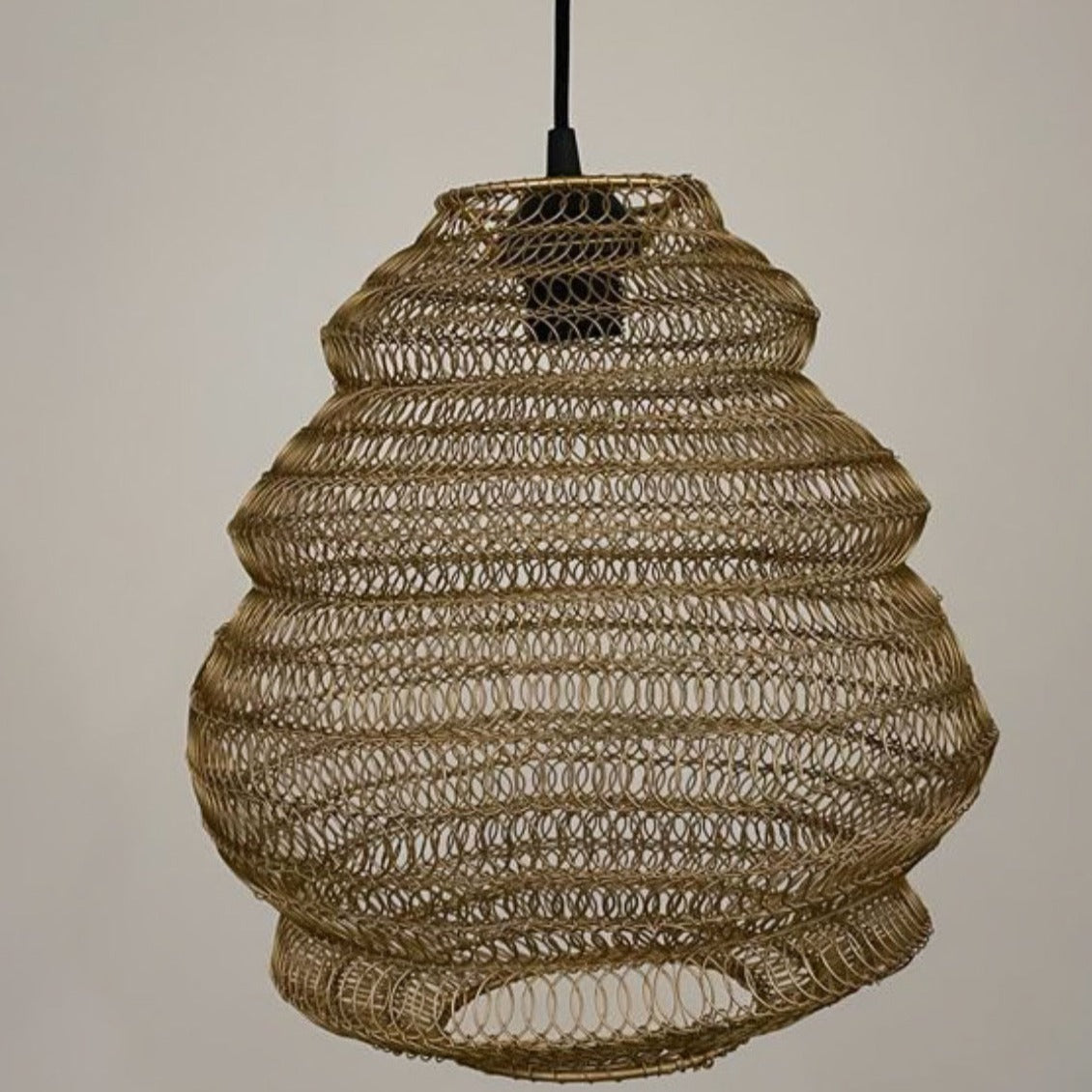 CGC CASABLANCA Medium Matt Gold Mesh Moroccan Metal Ceiling Pendant Light and Lamp Shade